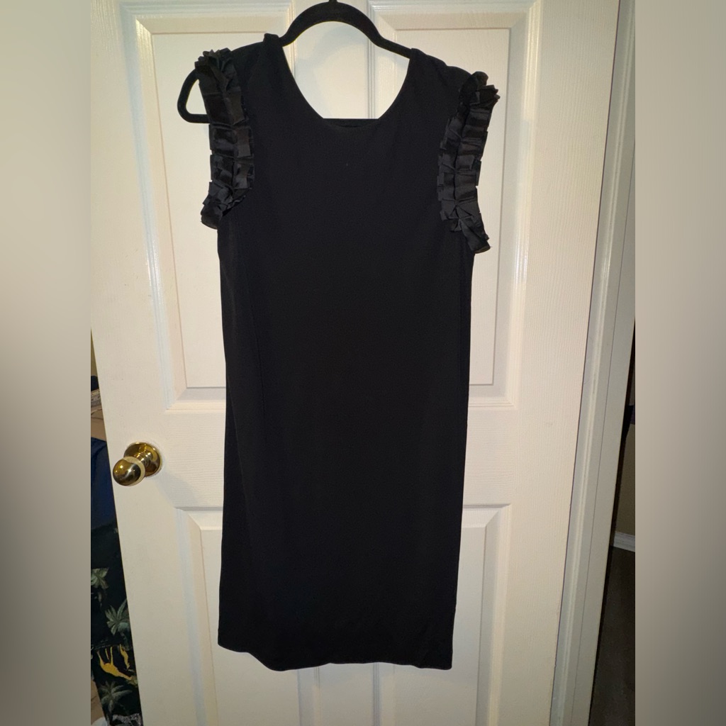Tory Burch Black Sleeveless Ruffle Tie Back Mini Dress Size M